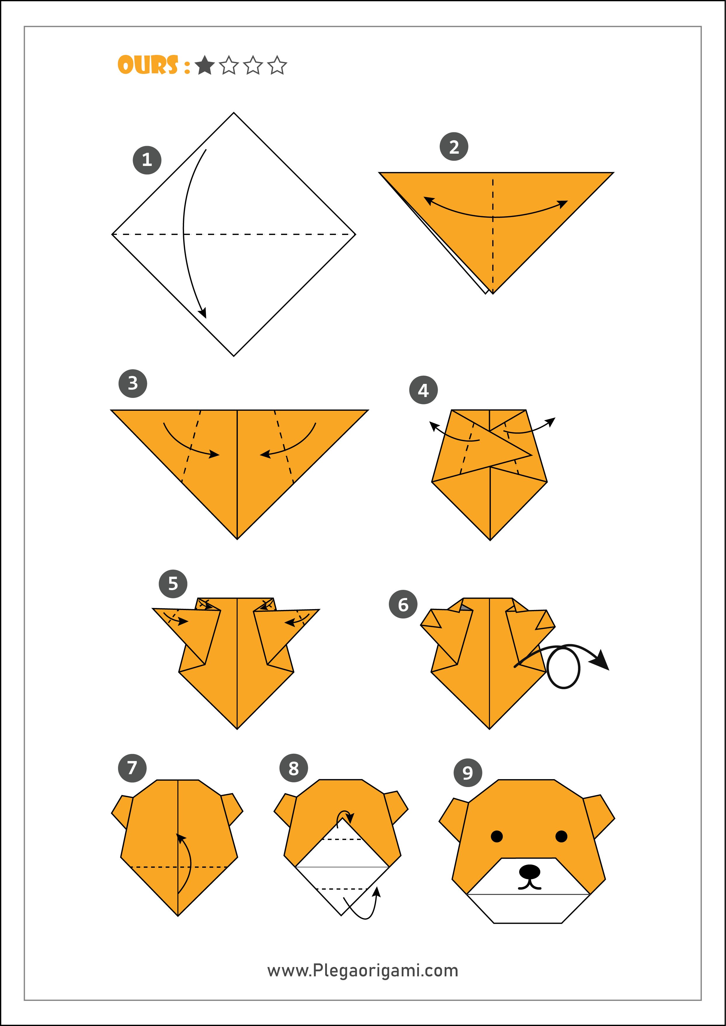 Schémas Modèles Origami facile et rapide pour débutant